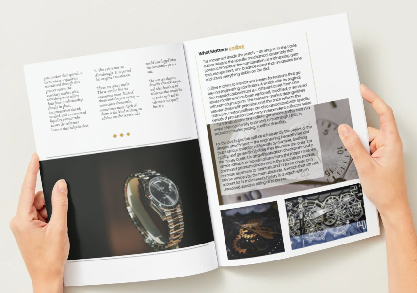 Open pages of the Love or Money Guide to Investment Watches